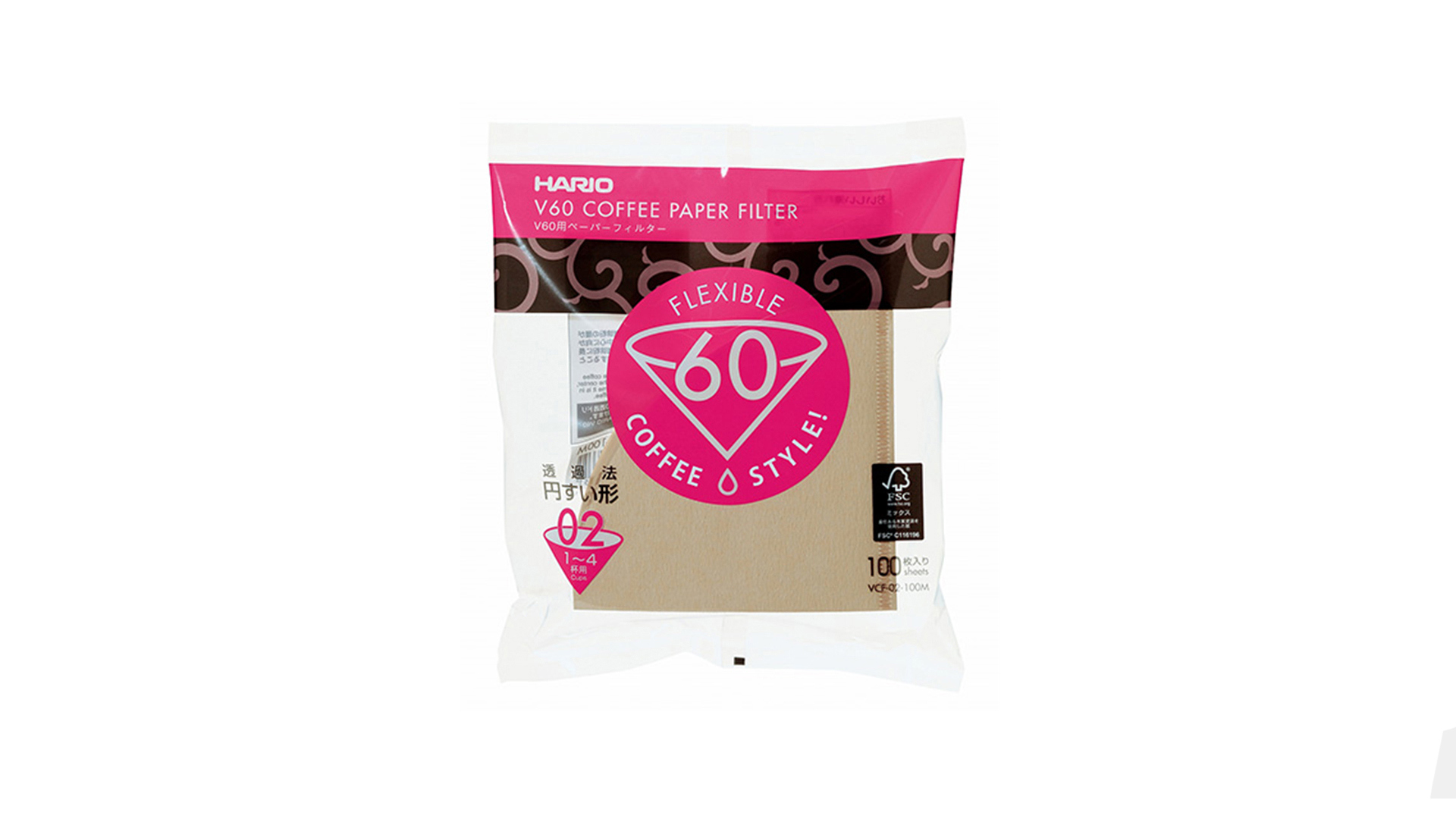 Hario V60 kaffefiltre, str 02, ubleget